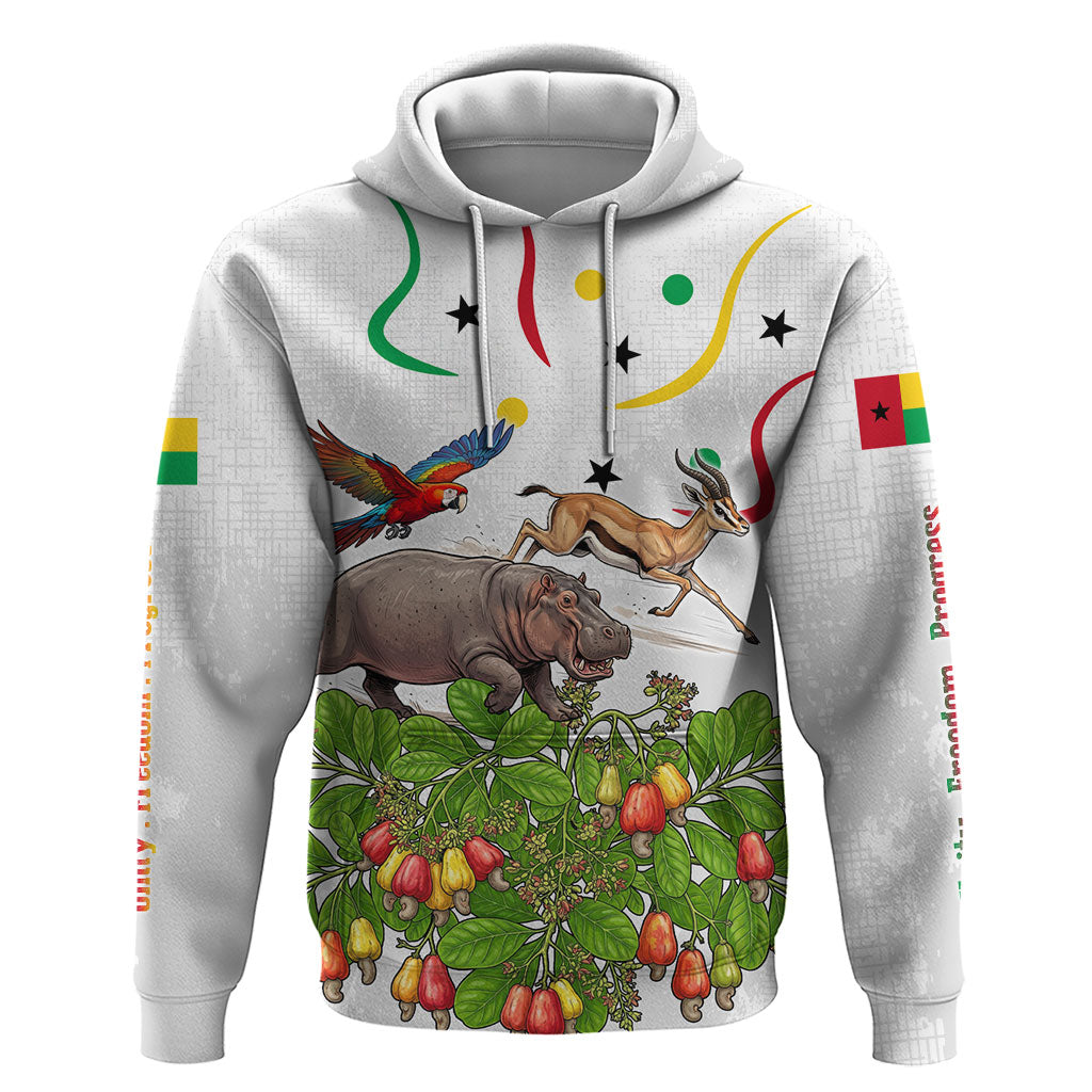 Guinea-Bissau Independence Day Zip Hoodie African Wildlife Cashew Harvest Cultural Pride