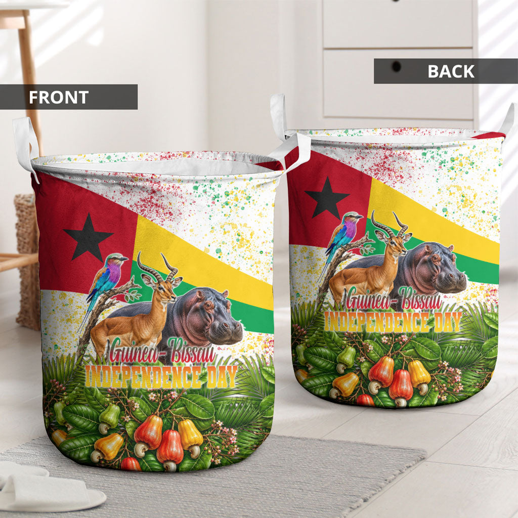 Guinea-Bissau Independence Day Laundry Basket African Wildlife Cashew Harvest National Flag