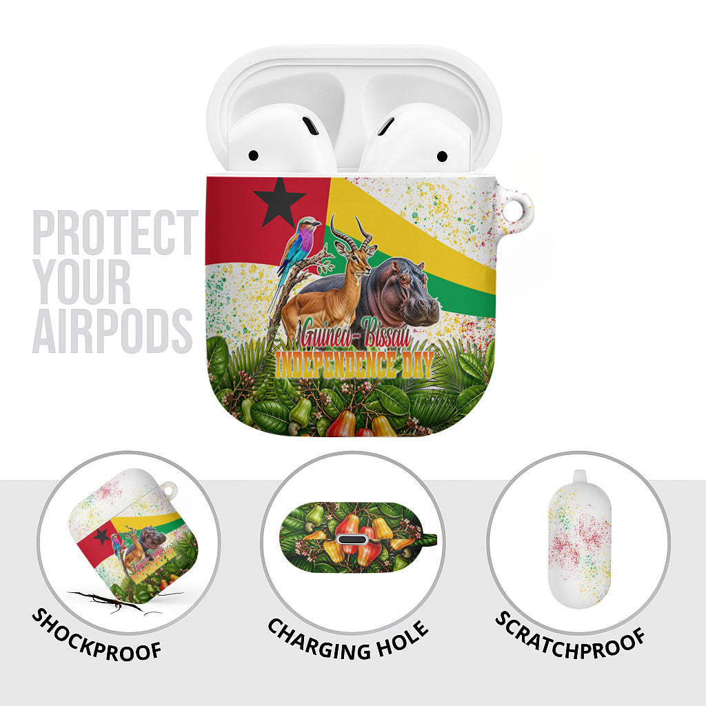 Guinea-Bissau Independence Day AirPods Case African Wildlife Cashew Harvest National Flag