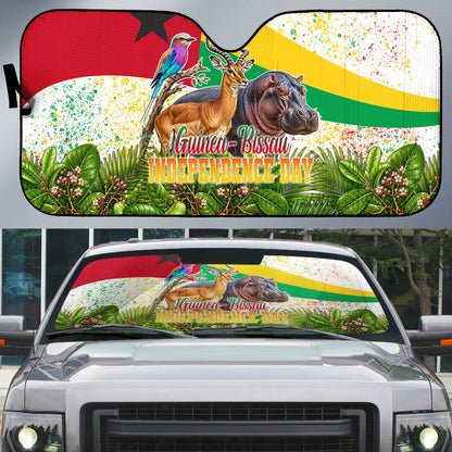 Guinea-Bissau Independence Day Auto Sun Shade African Wildlife Cashew Harvest National Flag