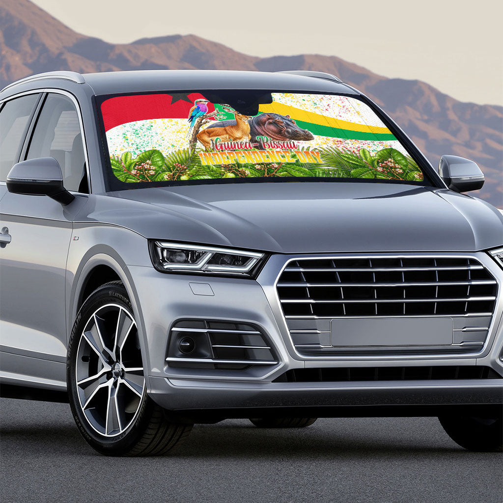 Guinea-Bissau Independence Day Auto Sun Shade African Wildlife Cashew Harvest National Flag