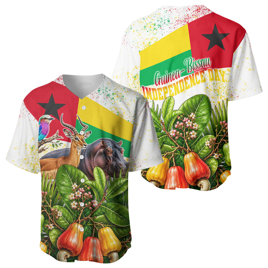 Guinea-Bissau Independence Day Baseball Jersey African Wildlife Cashew Harvest National Flag