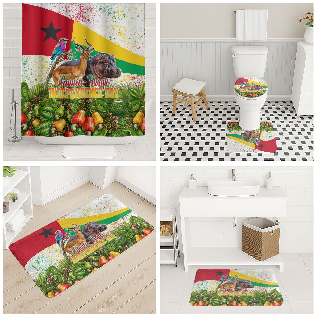 Guinea-Bissau Independence Day Bathroom Set African Wildlife Cashew Harvest National Flag