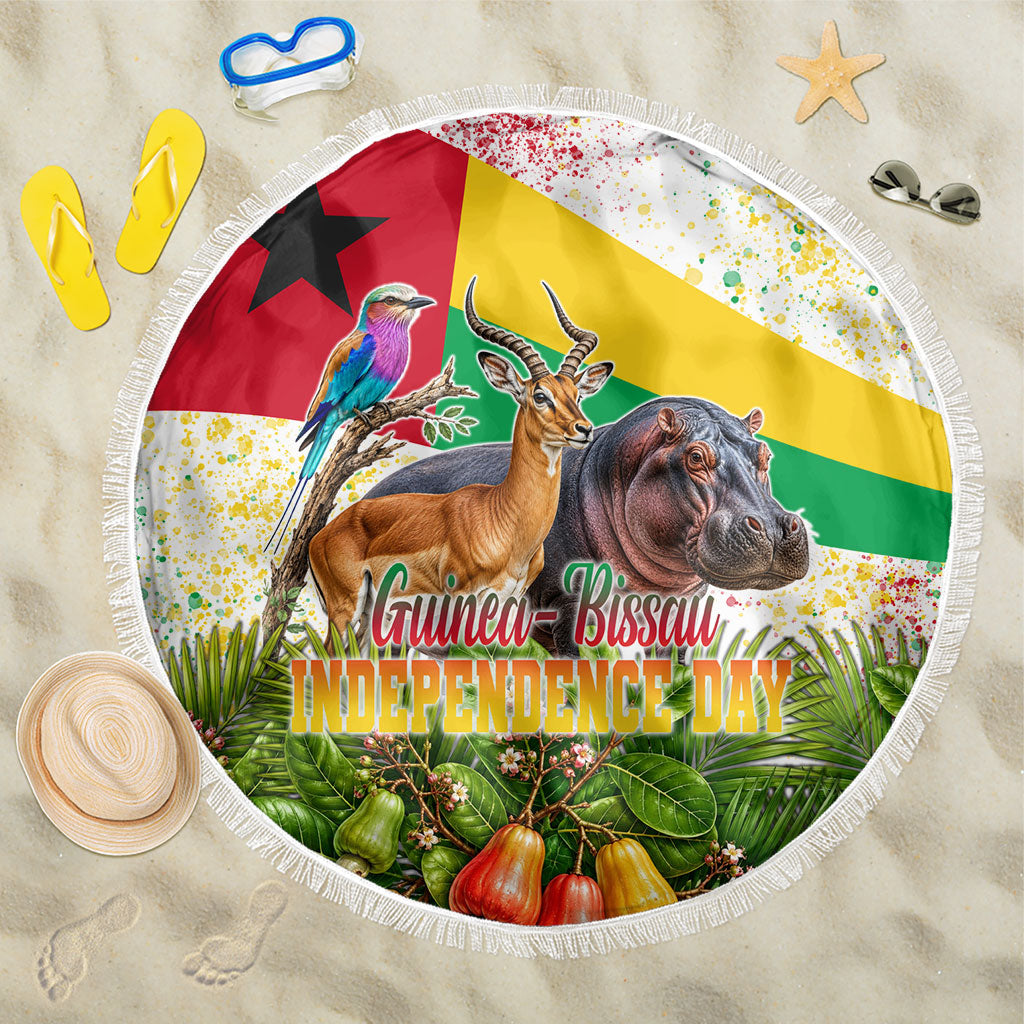 Guinea-Bissau Independence Day Beach Blanket African Wildlife Cashew Harvest National Flag