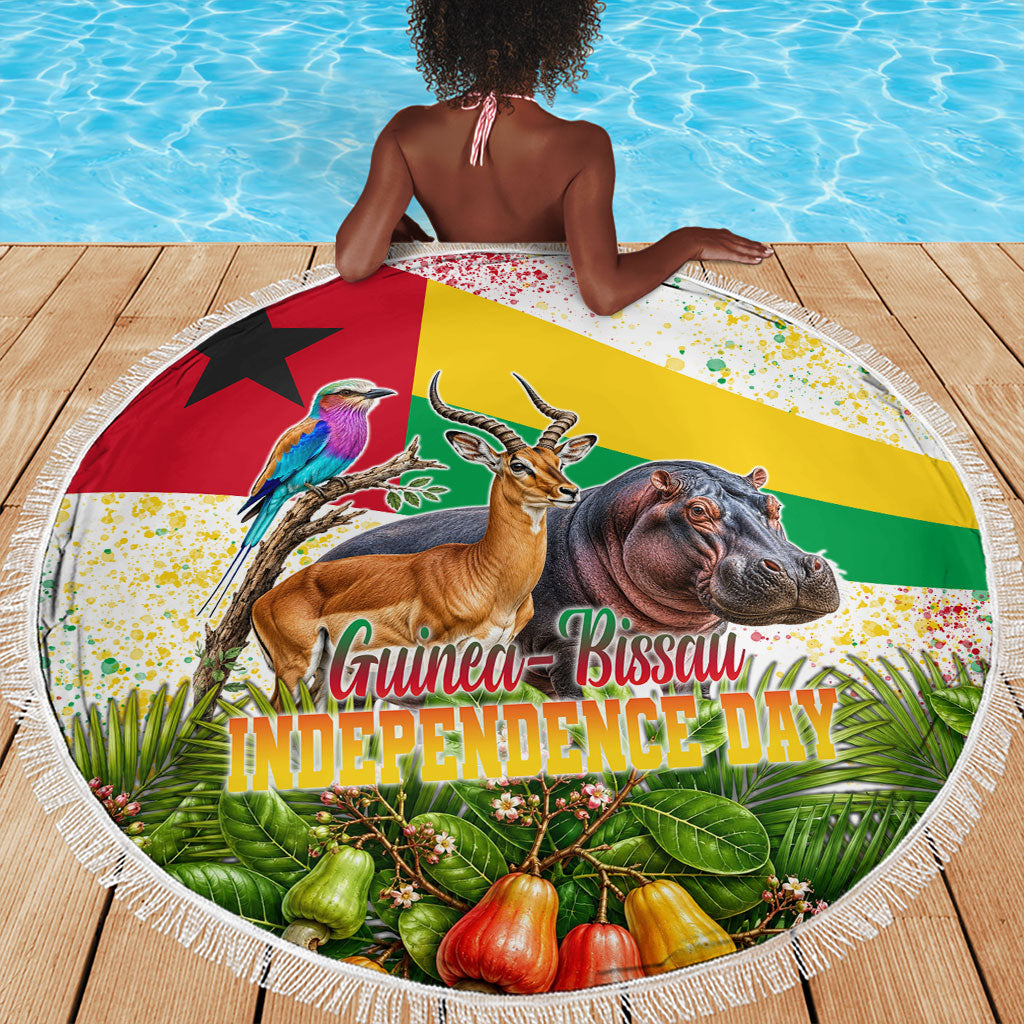 Guinea-Bissau Independence Day Beach Blanket African Wildlife Cashew Harvest National Flag
