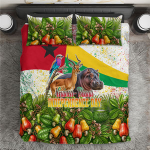 Guinea-Bissau Independence Day Bedding Set African Wildlife Cashew Harvest National Flag