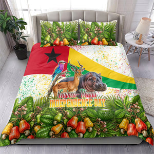 Guinea-Bissau Independence Day Bedding Set African Wildlife Cashew Harvest National Flag
