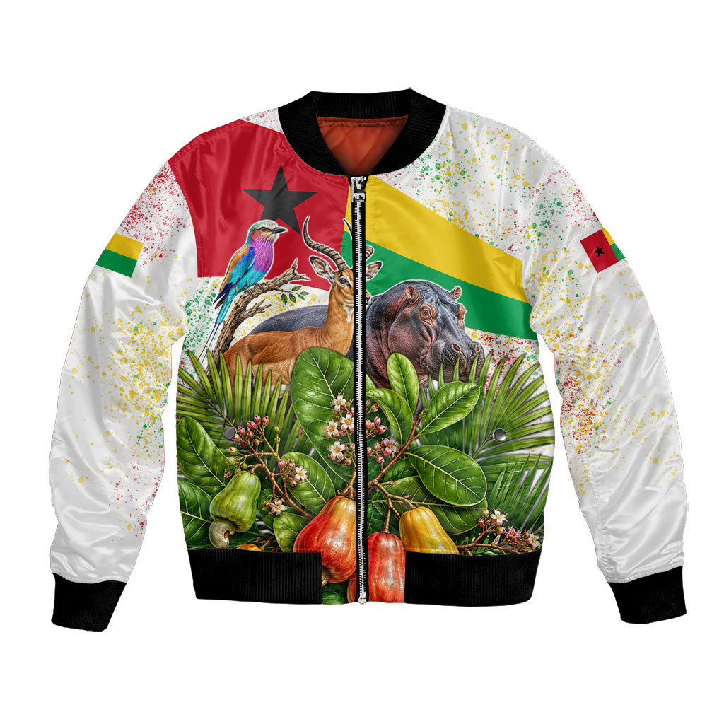 Guinea-Bissau Independence Day Bomber Jacket African Wildlife Cashew Harvest National Flag