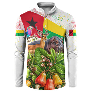 Guinea-Bissau Independence Day Button Sweatshirt African Wildlife Cashew Harvest National Flag