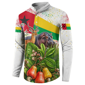 Guinea-Bissau Independence Day Button Sweatshirt African Wildlife Cashew Harvest National Flag
