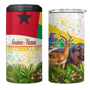 Guinea-Bissau Independence Day 4 in 1 Can Cooler Tumbler African Wildlife Cashew Harvest National Flag