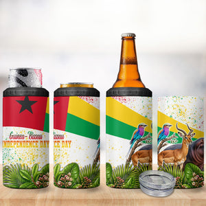 Guinea-Bissau Independence Day 4 in 1 Can Cooler Tumbler African Wildlife Cashew Harvest National Flag