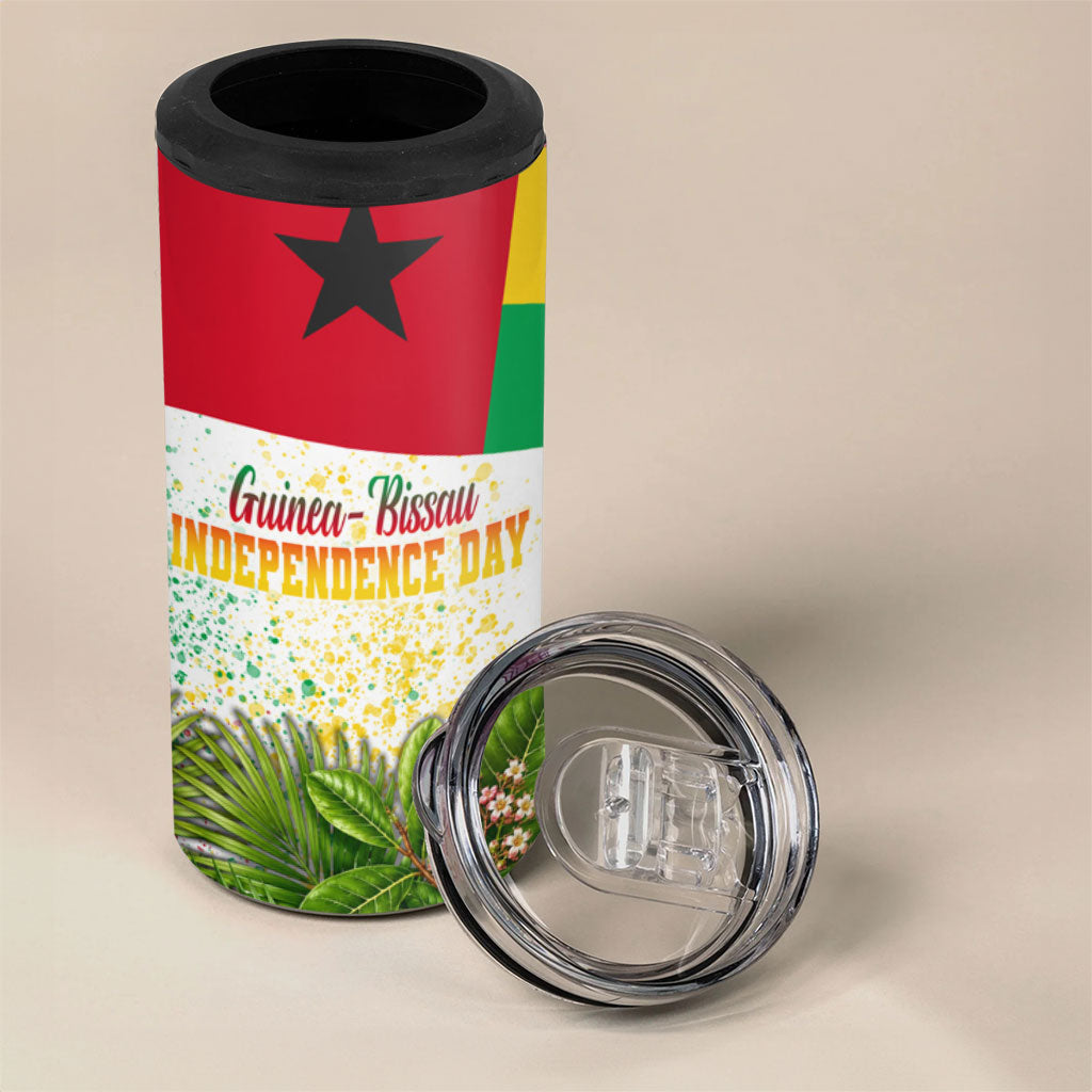 Guinea-Bissau Independence Day 4 in 1 Can Cooler Tumbler African Wildlife Cashew Harvest National Flag