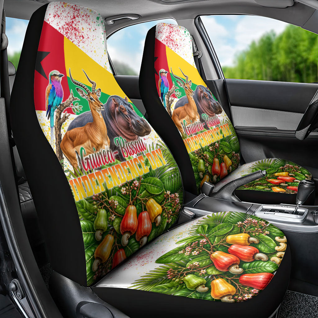 Guinea-Bissau Independence Day Car Seat Cover African Wildlife Cashew Harvest National Flag