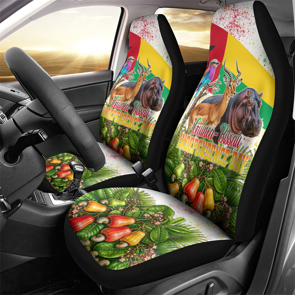 Guinea-Bissau Independence Day Car Seat Cover African Wildlife Cashew Harvest National Flag