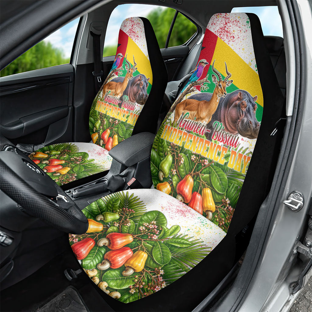 Guinea-Bissau Independence Day Car Seat Cover African Wildlife Cashew Harvest National Flag