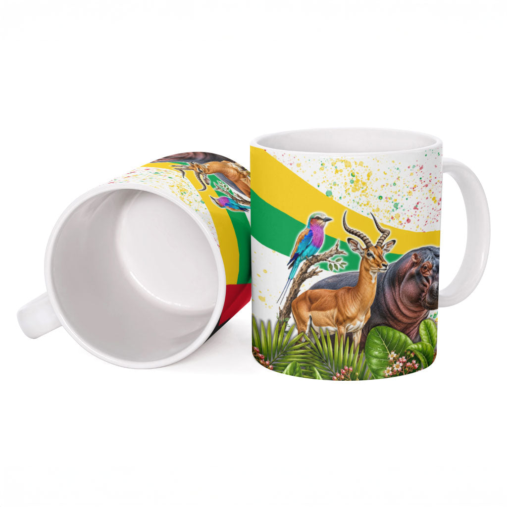 Guinea-Bissau Independence Day Ceramic Mug African Wildlife Cashew Harvest National Flag