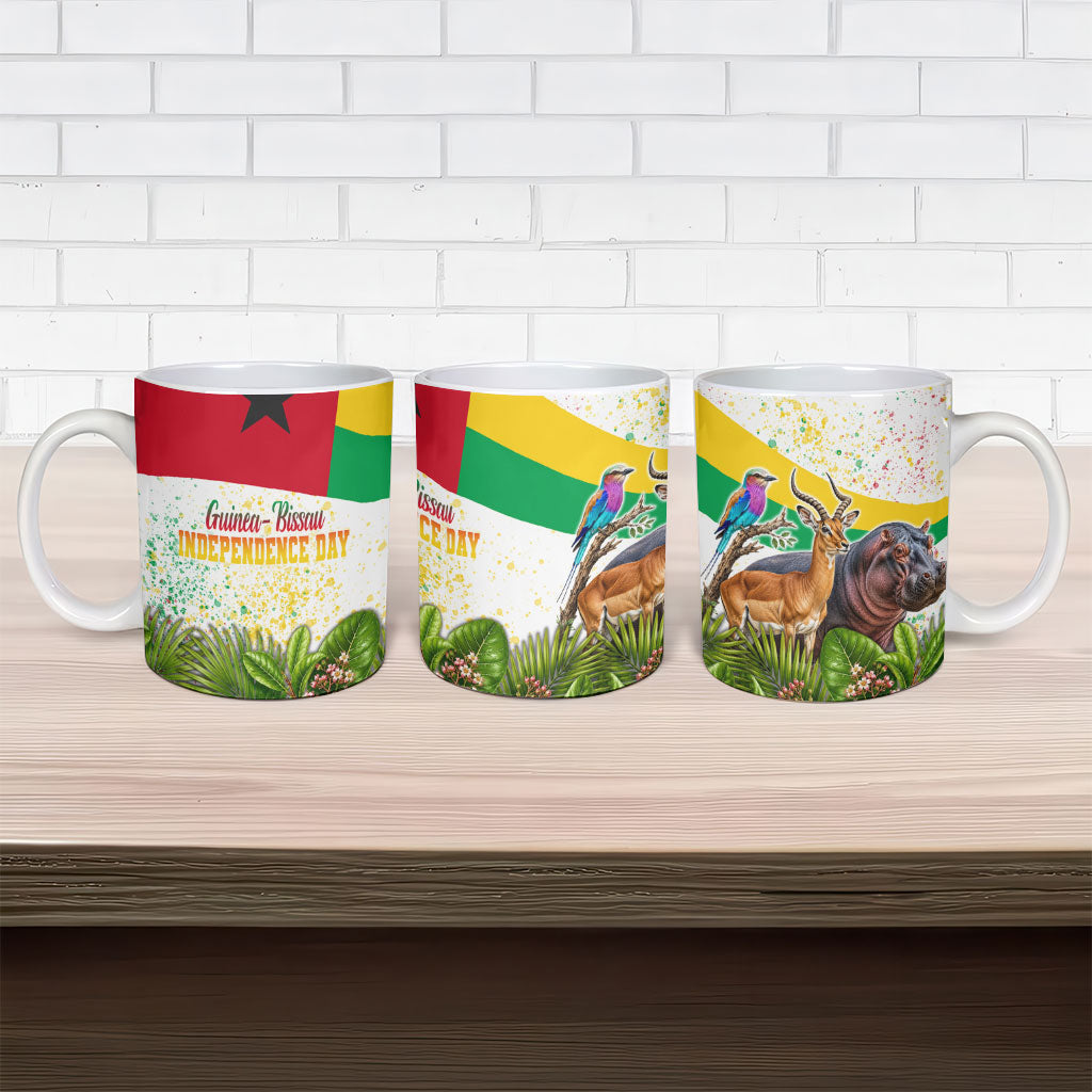 Guinea-Bissau Independence Day Ceramic Mug African Wildlife Cashew Harvest National Flag
