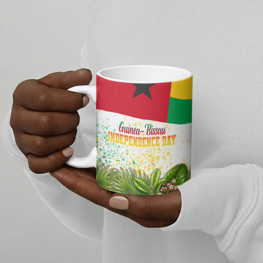 Guinea-Bissau Independence Day Ceramic Mug African Wildlife Cashew Harvest National Flag