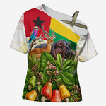 Guinea-Bissau Independence Day Cross Shoulder Shirt African Wildlife Cashew Harvest National Flag