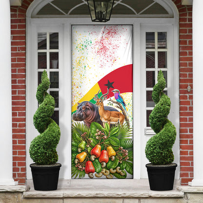 Guinea-Bissau Independence Day Door Cover African Wildlife Cashew Harvest National Flag
