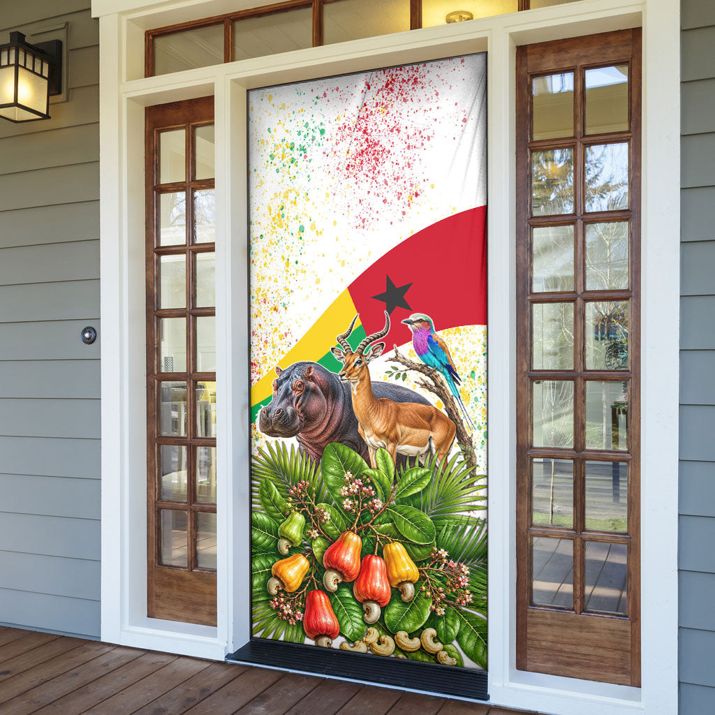 Guinea-Bissau Independence Day Door Cover African Wildlife Cashew Harvest National Flag