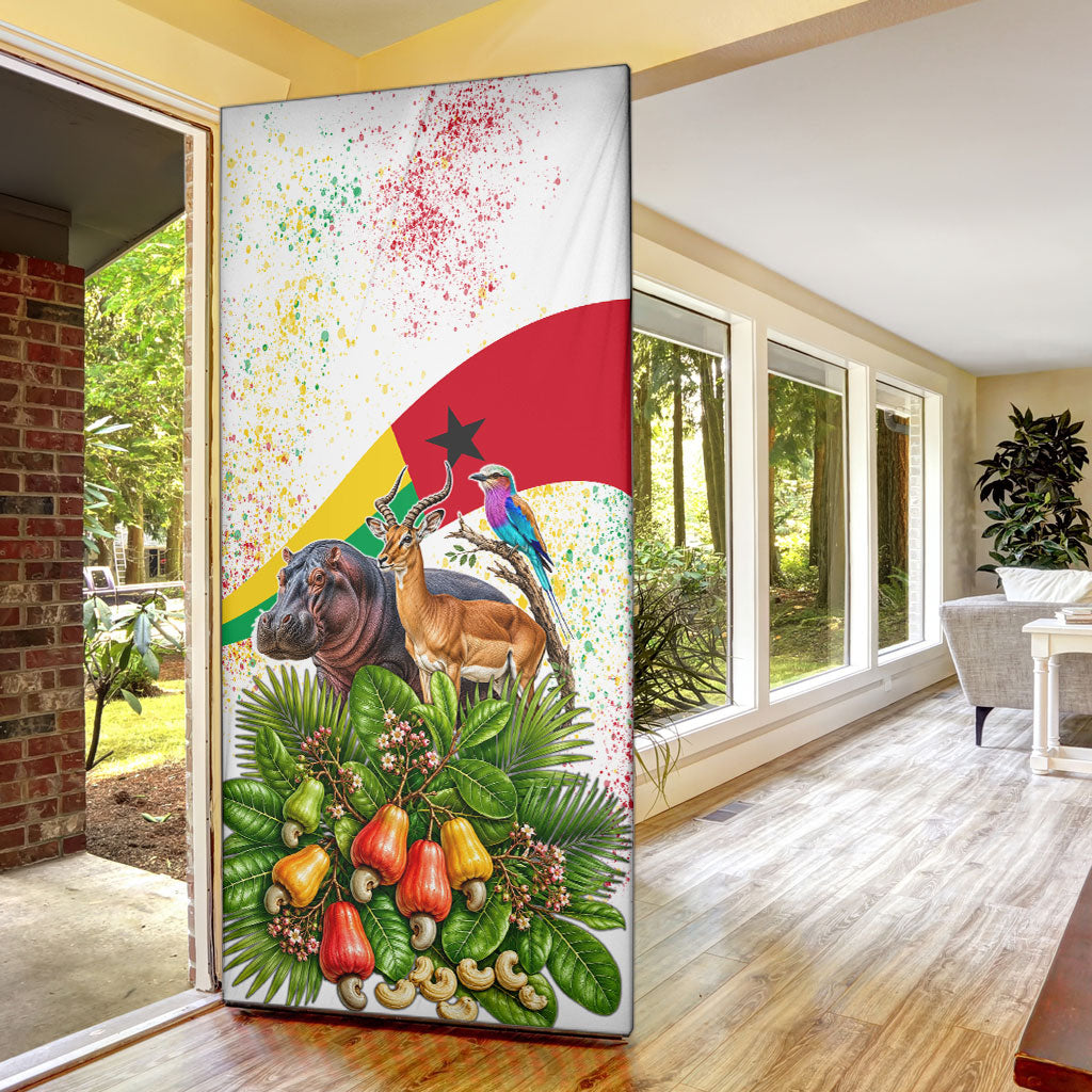 Guinea-Bissau Independence Day Door Cover African Wildlife Cashew Harvest National Flag
