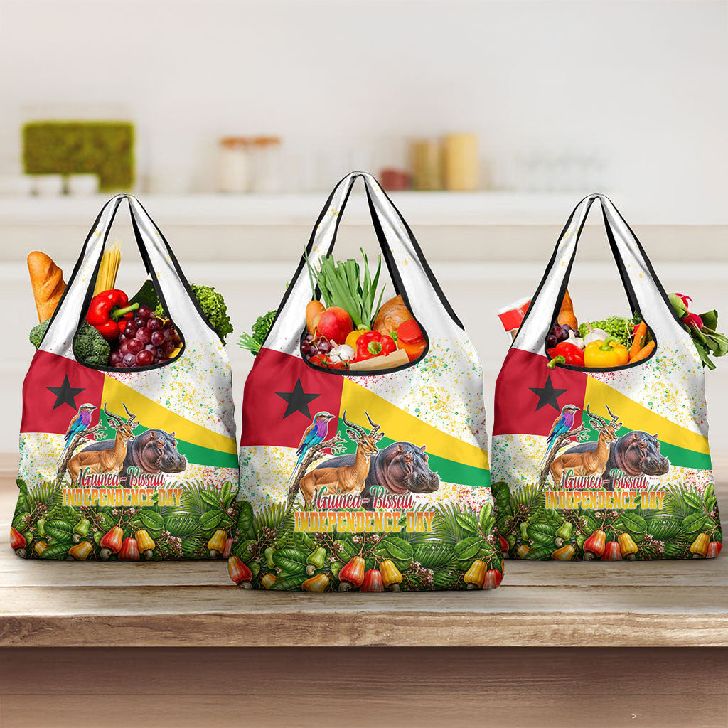 Guinea-Bissau Independence Day Grocery Bag African Wildlife Cashew Harvest National Flag