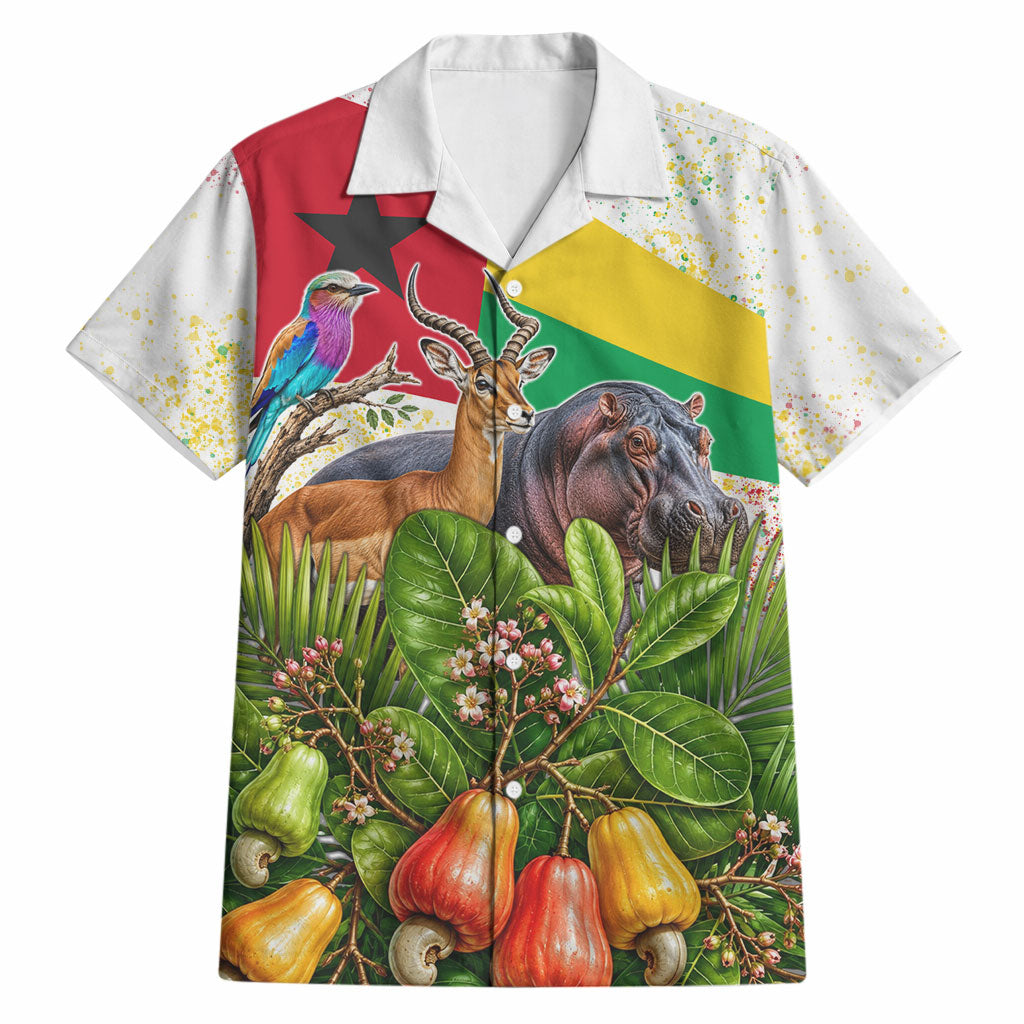 Guinea-Bissau Independence Day Hawaiian Shirt African Wildlife Cashew Harvest National Flag