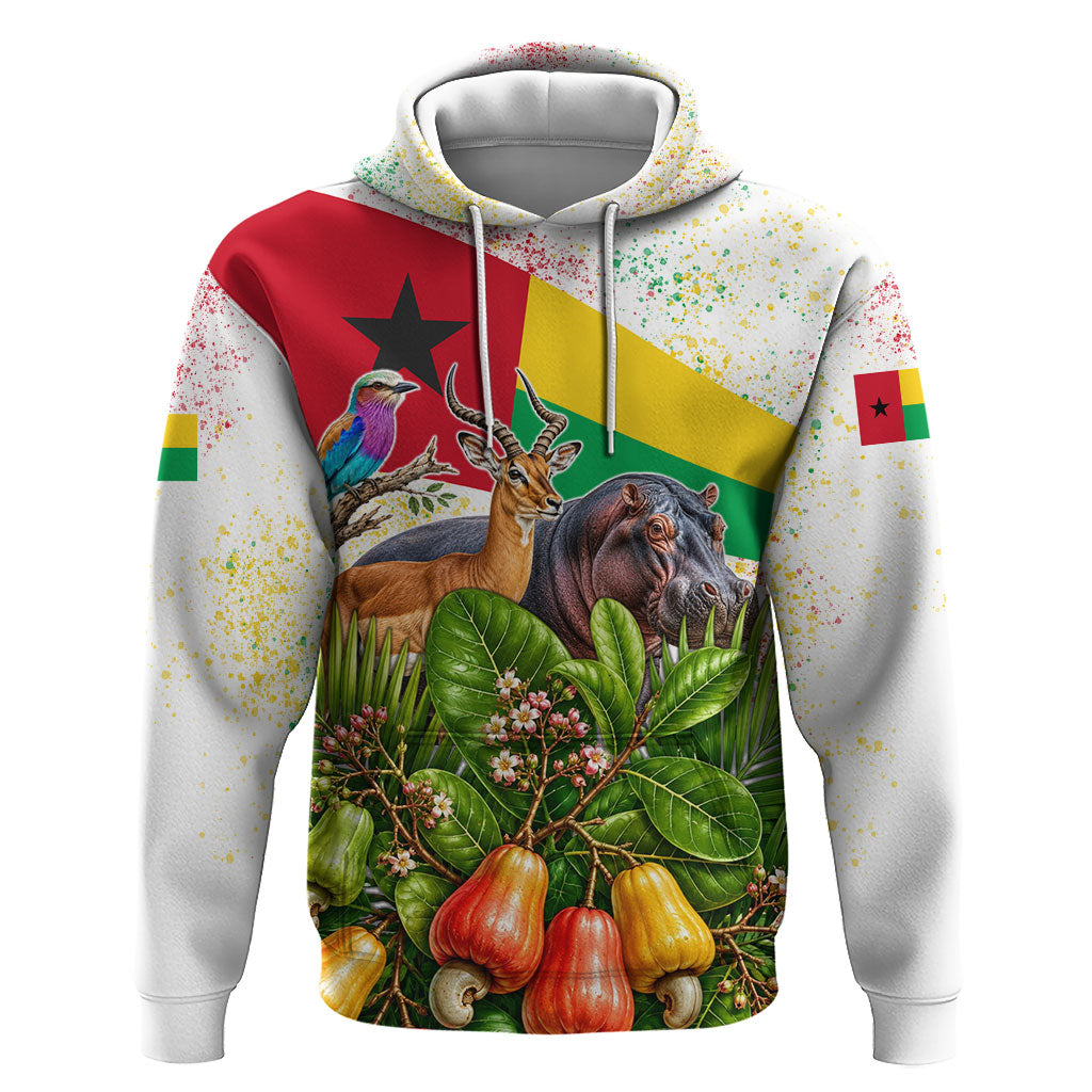 Guinea-Bissau Independence Day Hoodie African Wildlife Cashew Harvest National Flag