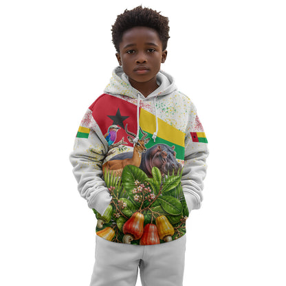 Guinea-Bissau Independence Day Kid Hoodie African Wildlife Cashew Harvest National Flag