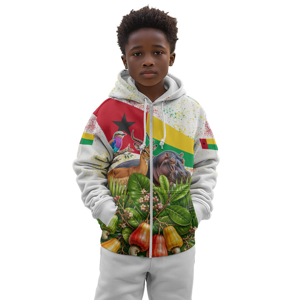 Guinea-Bissau Independence Day Kid Hoodie African Wildlife Cashew Harvest National Flag