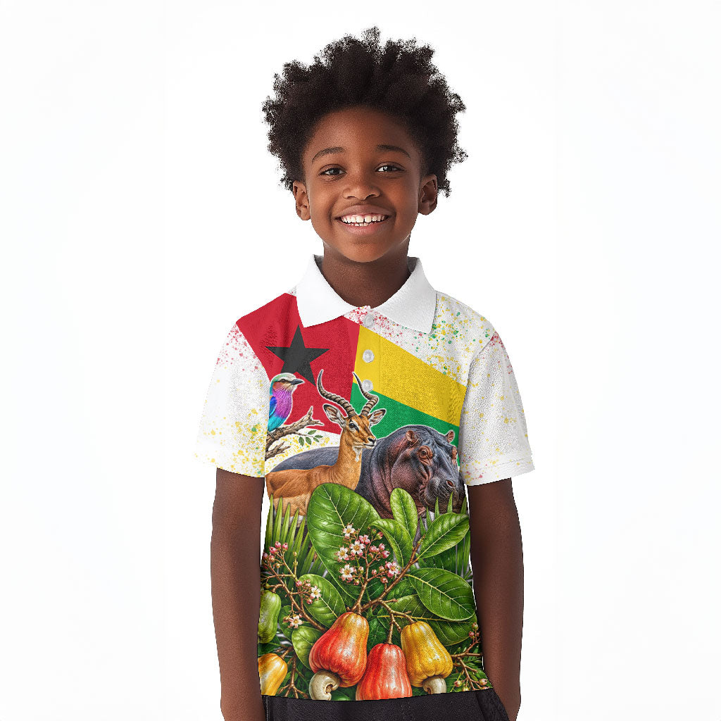 Guinea-Bissau Independence Day Kid Polo Shirt African Wildlife Cashew Harvest National Flag