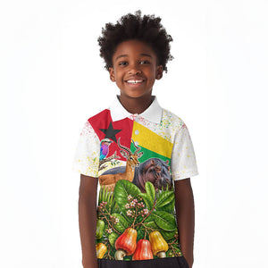 Guinea-Bissau Independence Day Kid Polo Shirt African Wildlife Cashew Harvest National Flag