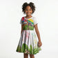 Guinea-Bissau Independence Day Kid Short Sleeve Dress African Wildlife Cashew Harvest National Flag