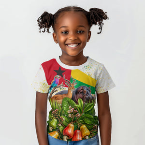 Guinea-Bissau Independence Day Kid T shirt African Wildlife Cashew Harvest National Flag