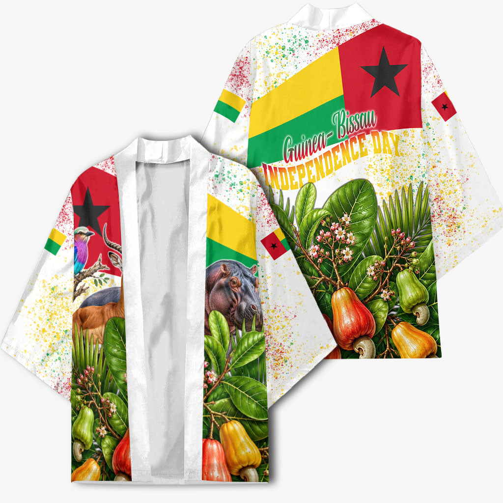 Guinea-Bissau Independence Day Kimono African Wildlife Cashew Harvest National Flag