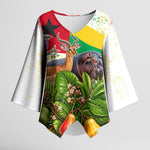 Guinea-Bissau Independence Day Kimono Sleeve Blouse African Wildlife Cashew Harvest National Flag