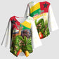 Guinea-Bissau Independence Day Kimono Sleeve Blouse African Wildlife Cashew Harvest National Flag