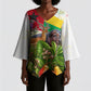 Guinea-Bissau Independence Day Kimono Sleeve Blouse African Wildlife Cashew Harvest National Flag