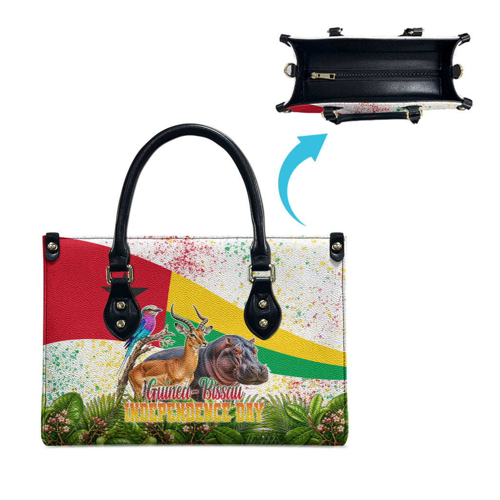 Guinea-Bissau Independence Day Leather Bag African Wildlife Cashew Harvest National Flag