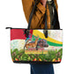 Guinea-Bissau Independence Day Leather Tote Bag African Wildlife Cashew Harvest National Flag
