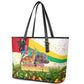 Guinea-Bissau Independence Day Leather Tote Bag African Wildlife Cashew Harvest National Flag