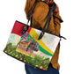 Guinea-Bissau Independence Day Leather Tote Bag African Wildlife Cashew Harvest National Flag