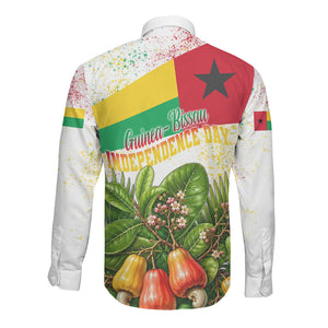 Guinea-Bissau Independence Day Long Sleeve Button Shirt African Wildlife Cashew Harvest National Flag
