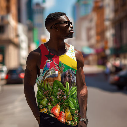 Guinea-Bissau Independence Day Men Tank Top African Wildlife Cashew Harvest National Flag
