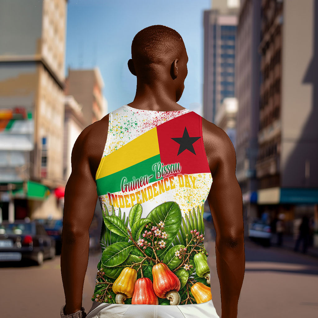 Guinea-Bissau Independence Day Men Tank Top African Wildlife Cashew Harvest National Flag