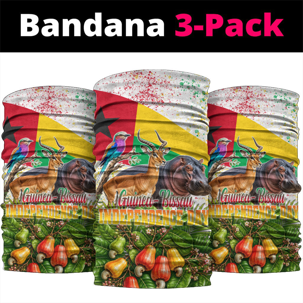 Guinea-Bissau Independence Day Neck Gaiter African Wildlife Cashew Harvest National Flag