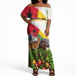 Guinea-Bissau Independence Day Off Shoulder Maxi Dress African Wildlife Cashew Harvest National Flag