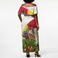 Guinea-Bissau Independence Day Off Shoulder Maxi Dress African Wildlife Cashew Harvest National Flag